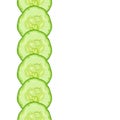 Vector decorative border of cucumber slice on white background
