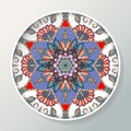 Vector decorative ceramic plate with round mandala pattern