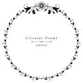 Vector decorative circular frame vintage style floral ornamental motifs: lilies and tulips