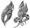 TattooVector Decorative Feather, Tribal design, Tattoo.Vector illustration Royalty Free Stock Photo