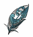 Vector Decorative Feather, Tribal design, Tattoo. Vector illustration Royalty Free Stock Photo