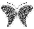 Vector decorative hand drawn insect illustration. Black and white butterfly Royalty Free Stock Photo