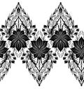 Vector decorative holiday border with poinsettia flowers. Seamless monochrome lace frieze with Christmas flowers