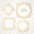 Vector decorative line art frame for design template. Royalty Free Stock Photo