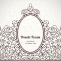 Vector decorative line art frame in Eastern style. Royalty Free Stock Photo