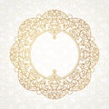 Vector decorative line art frame in Eastern style. Royalty Free Stock Photo