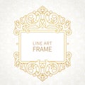 Vector decorative line art frame in Eastern style. Royalty Free Stock Photo