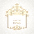 Vector decorative line art frame in Eastern style. Royalty Free Stock Photo