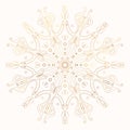 golden floral and jewelry circular ornament on a milky background Royalty Free Stock Photo