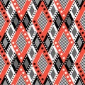 Vector decorative ornamental geometric background with asymmetrical rhombus in black and red colors. Royalty Free Stock Photo