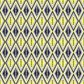 Vector decorative ornamental geometric background with rhombus in blue and yellow colors. Royalty Free Stock Photo