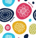 Vector decorative pattern in scandinavian style. Abstract background with colorful simple shapes.