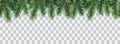 Vector decorative seamless christmas pattern or frame with green coniferous branches