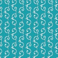 Vector decorative swirls seamless pattern background. Vertical columns of silver white ornate curled shapes in baroque