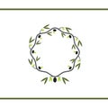 Vector decorative wreath olive branch.For labels, packaging.