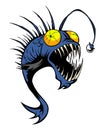 Vector deep-sea angler fish illustration.