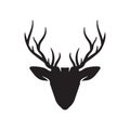 Vector Deer Head icon, Deer head black silhouette. Reindeer vector illustration Royalty Free Stock Photo