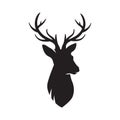 Vector Deer Head Silhouette, Deer icon isolated, Reindeer illustration Royalty Free Stock Photo