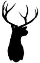 Vector Deer Head Silhouette Isolated on White Background. Royalty Free Stock Photo