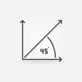 Vector 45-degrees concept minimal icon in thin line style Royalty Free Stock Photo