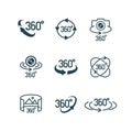 Vector 360 degrees view icon set isolated on white Royalty Free Stock Photo