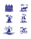 Vector Delft Blue dutch holland folk pictures Royalty Free Stock Photo