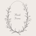 Vector Delicate Floristic Geometric Frame. Royalty Free Stock Photo