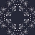 Vector Delicate Peony Leaves Tiles on Dark seamless pattern background. Royalty Free Stock Photo