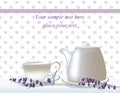 Vector delicate Tea time card. herbs banners with lavender. Design for herbal tea, natural cosmetics, health care