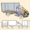 Vector delivery / cargo truck infographics cutaway Royalty Free Stock Photo