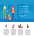 Vector delivery flat elements website landing page template illustration Royalty Free Stock Photo