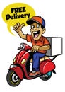 Delivery guy riding scooter Royalty Free Stock Photo