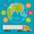 Vector delivery service concept background. Logistics in business and industry. Royalty Free Stock Photo