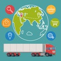 Vector delivery service concept background. Logistics in business and industry. Royalty Free Stock Photo