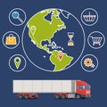 Vector delivery service concept background. Logistics in business and industry. Royalty Free Stock Photo