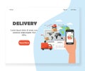 Vector delivery website landing page design template Royalty Free Stock Photo