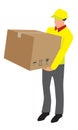 Vector of delivery worker lifting box
