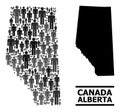 Vector Demographics Collage Map of Alberta Province and Solid Map