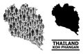 Vector Demographics Collage Map of Koh Phangan and Solid Map