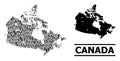 Vector Demographics Mosaic Map of Canada and Solid Map