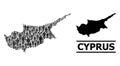 Vector Demographics Mosaic Map of Cyprus Island and Solid Map