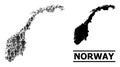 Vector Demographics Mosaic Map of Norway and Solid Map