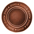 Vector denim bronze sewing button in vintage style Royalty Free Stock Photo