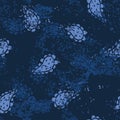 Vector Denim Texture with Paisley Shapes seamless pattern background. Perfect for fabric, wallpaper and scrapbooking