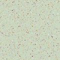 Vector dense terrazzo pattern seamless background. Green backdrop of multicolor coarse grained stone granite particles