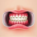 Vector dental braces, oral brakets system 3d