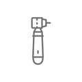 Vector dental drill, tooth instrument line icon.