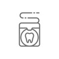 Vector dental floss, tooth care line icon.