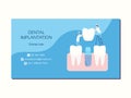 Vector dental implant dentistry business card design. Two implantologists place a dental implant: a crown is put on the Royalty Free Stock Photo