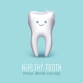 Vector dental medical poster with 3d human tooth. Health concept Royalty Free Stock Photo